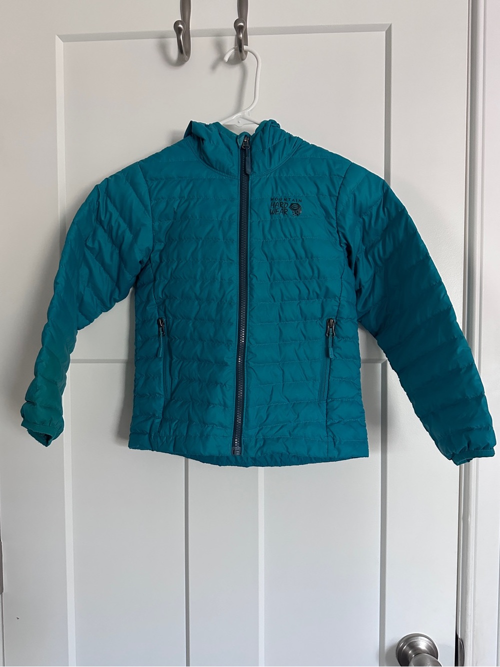 Mountain Hardwear Kids Teal Puffer Jacket with Hood